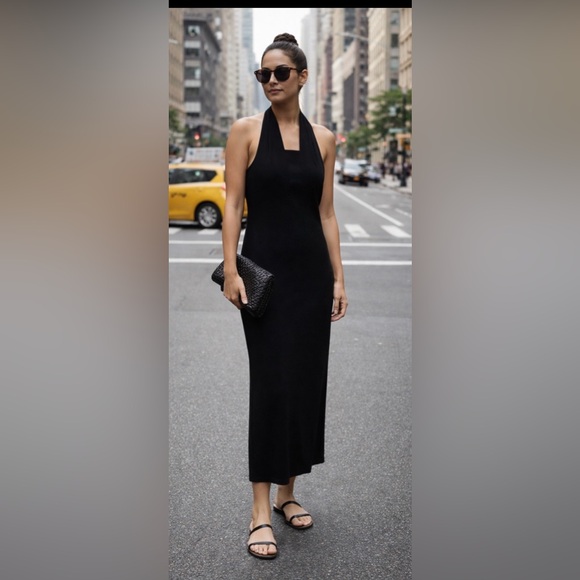 APiece Apart Black Halter Jersey Knit Midi Dress Sz S Minimalist Chic NWOT - Picture 7 of 7